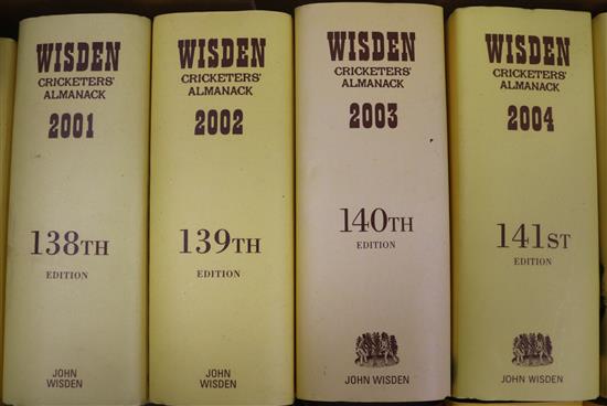 An unbroken run of Wisden Cricketers Almanack from 1960-2016 and sundry other books on cricket,